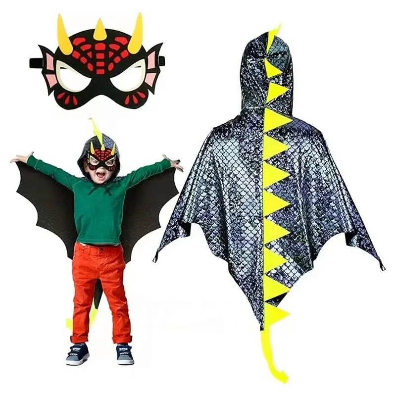 Child Green Dinosaur Cloak wit - Kids Face Mask 评论和价格