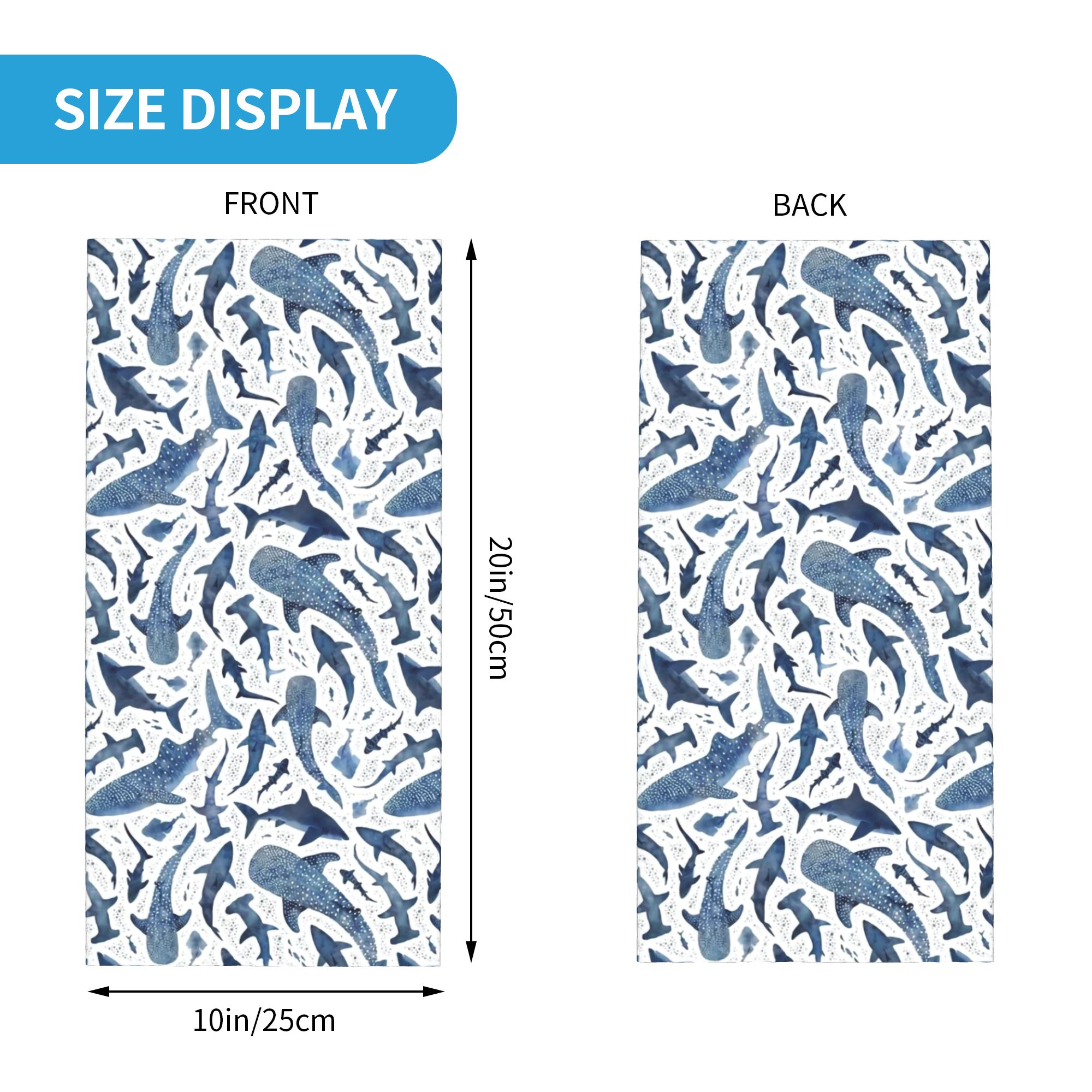 Custom Blue Watercolour Shark  - Neck Gaiter Face Cover 评论和价格