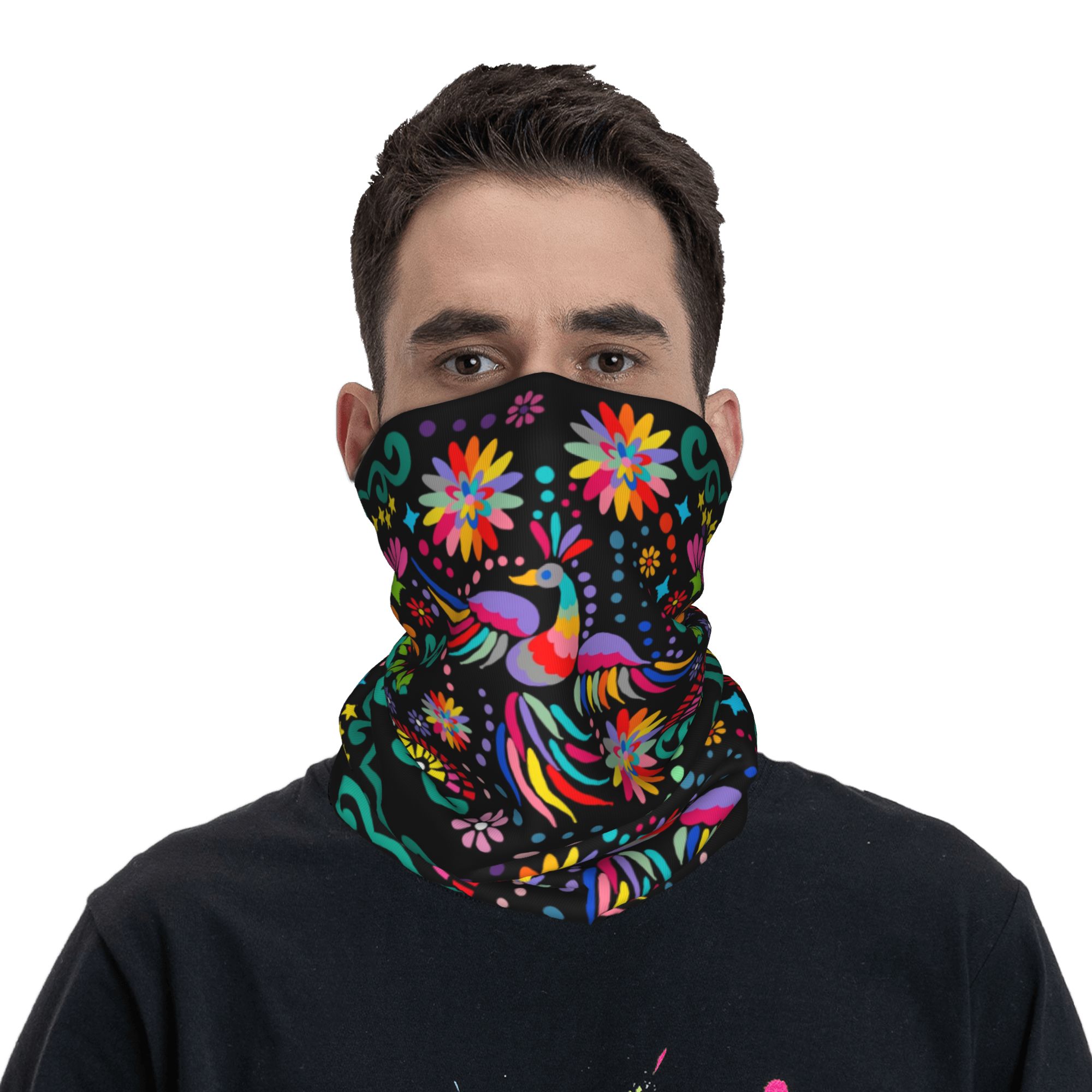 Custom Mexican Floral Flower T - Neck Gaiter Face Cover 评论和价格