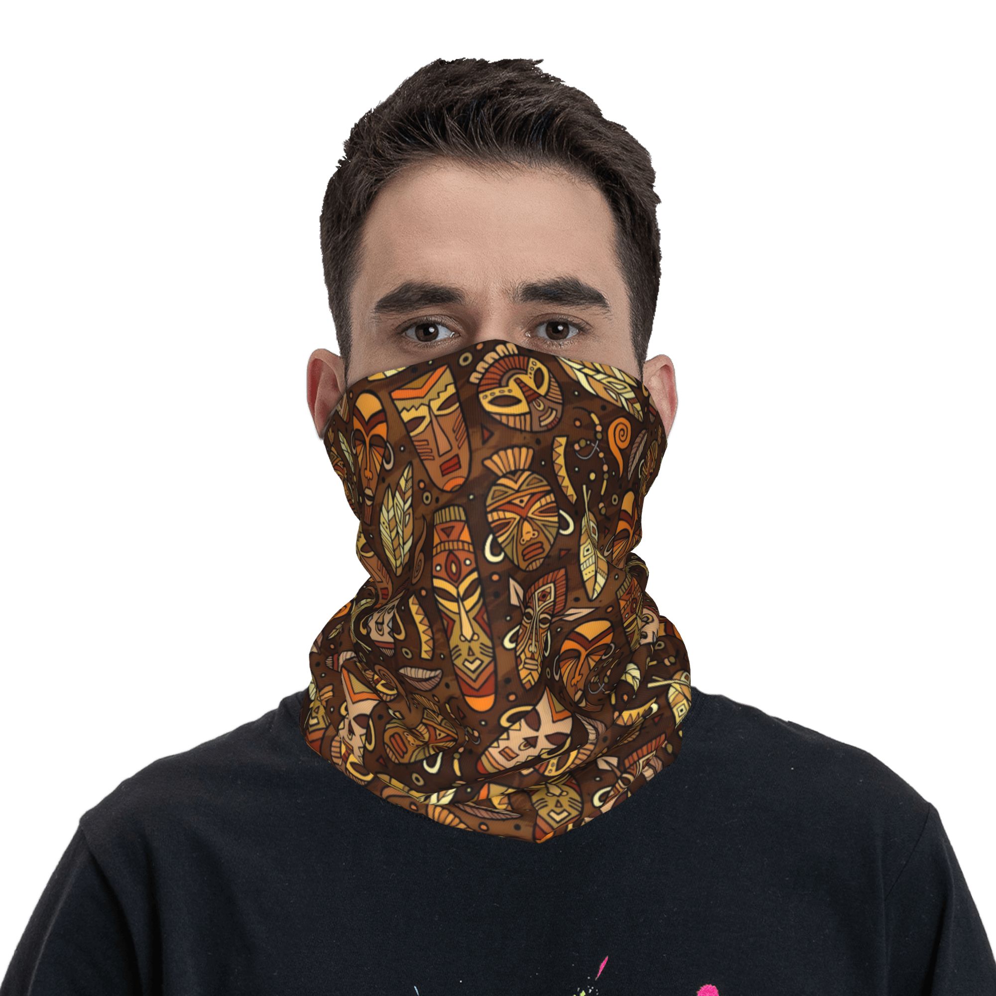 Custom Tribal Mask Pattern Ban - Neck Gaiter Face Cover 评论和价格