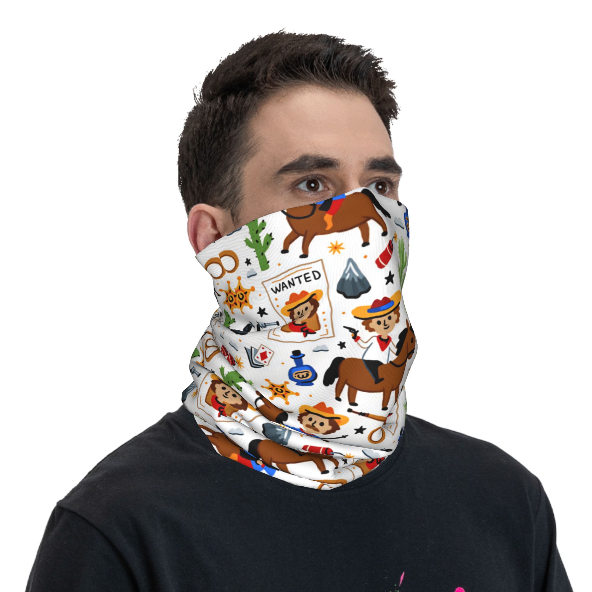 Cartoon Kids Western Cowboy Ba - Kids Face Mask 评论和价格