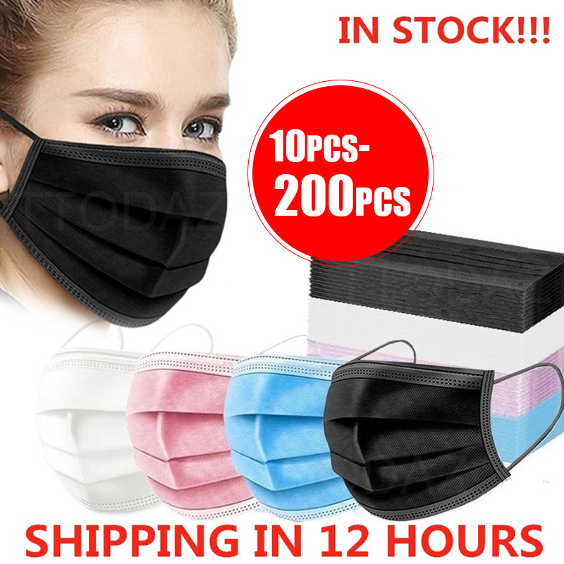 10/50/100/200PCS Disposable Ma - Disposable Mask Blue 评论和价格