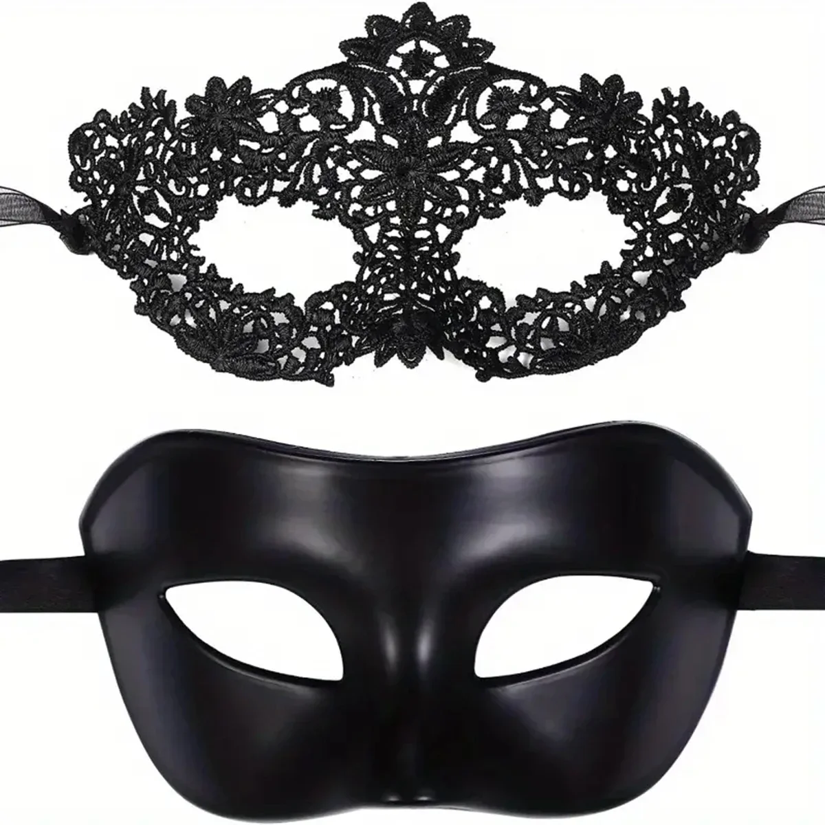 2pcs Elegant Black Lace Masque - Black Face Mask Pack 评论和价格